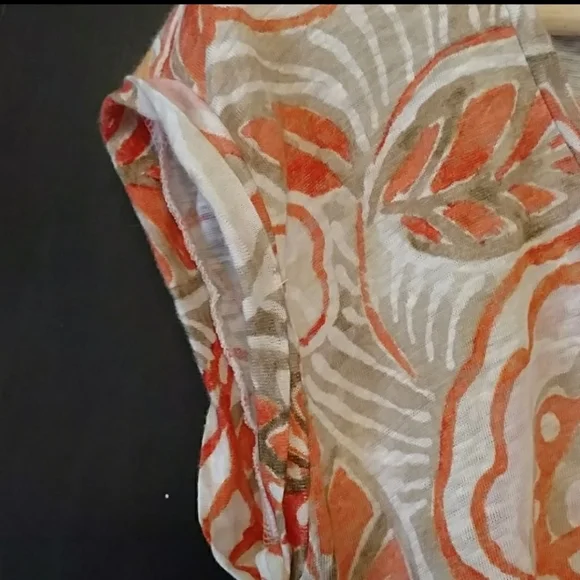 Linen Ann Taylor Loft Top Size XS ORANGE FLORAL PRINT ☆ - Picture 4 of 11